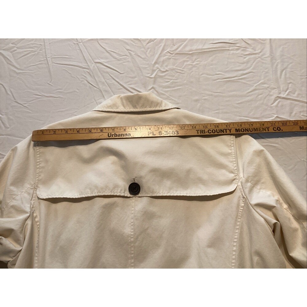 lands end women’s trench coat 1X cream brown buttons shoulder epaulettes belt - Picture 5 of 12